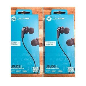 NWT Pack of 2 JLab Audio JBuds2 Signature Black Earbuds in Box